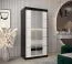 Schiebetürenschrank / Kleiderschrank Jan 01D mit Spiegel, Farbe: Schwarz / Weiß matt - Abmessungen: 200 x 100 x 62 cm (H x B x T)