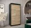 Schiebetürenschrank / Kleiderschrank Jan 01A, Farbe: Schwarz / Eiche Sonoma - Abmessungen: 200 x 100 x 62 cm ( H x B x T)