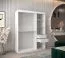 Schiebetürenschrank / Kleiderschrank Naranco 03 mit Spiegel, Farbe: Weiß matt - Abmessungen: 200 x 150 x 62 cm ( H x B x T)