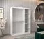 Schiebetürenschrank / Kleiderschrank Jan 03A, Farbe: Weiß matt / Schwarz- Abmessungen: 200 x 150 x 62 cm ( H x B x T)