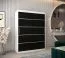 Schiebetürenschrank / Kleiderschrank Jan 03A, Farbe: Weiß matt / Schwarz- Abmessungen: 200 x 150 x 62 cm ( H x B x T)