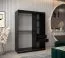 Schiebetürenschrank / Kleiderschrank Jan 03B mit Spiegel, Farbe: Schwarz / Weiß matt - Abmessungen: 200 x 150 x 62 cm ( H x B x T)