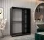 Schiebetürenschrank / Kleiderschrank Bisaurin 3B mit Spiegel, Farbe: Schwarz - Abmessungen: 200 x 150 x 62 cm ( H x B x T)