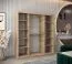 Schiebetürenschrank / Kleiderschrank Bisaurin 4B mit Spiegel, Farbe: Eiche Sonoma - Abmessungen: 200 x 180 x 62 cm ( H x B x T)
