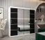Schiebetürenschrank / Kleiderschrank Jan 05D mit Spiegel, Farbe: Weiß matt / Schwarz - Abmessungen: 200 x 200 x 62 cm (H x B x T)