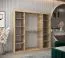 Schiebetürenschrank / Kleiderschrank Jan 05B mit Spiegel, Farbe: Eiche Sonoma / Schwarz - Abmessungen: 200 x 200 x 62 cm ( H x B x T)