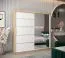 Schiebetürenschrank / Kleiderschrank Jan 05B mit Spiegel, Farbe: Eiche Sonoma / Weiß matt - Abmessungen: 200 x 200 x 62 cm ( H x B x T)