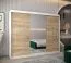 Schiebetürenschrank / Kleiderschrank mit Spiegel Tomlis 06A, Farbe: Weiß matt / Eiche Sonoma - Abmessungen: 200 x 250 x 62 cm (H x B x T)