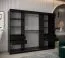 Schiebetürenschrank / Kleiderschrank Bisaurin 6B mit Spiegel, Farbe: Schwarz / Weiß matt - Abmessungen: 200 x 250 x 62 cm ( H x B x T)