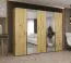Drehtürenschrank mit zwei Spiegeltüren Eiger 89, Farbe: Eiche Artisan, 2,5 Meter breit, Griffe: Schwarz, drei Kleiderstangen, Kleiderschrank, drei Fächer