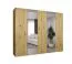 Kleiderschrank mit Soft-Close-Funktion Eiger 90, zwei Spiegeltüren, Farbe: Eiche Artisan, drei Kleiderstangen, 2,5 Meter breit, drei Fächer, Griffe: Kaschmir