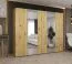Kleiderschrank mit zwei Spiegeltüren Korab 90, Farbe: Eiche Artisan, drei Kleiderstangen, 2,5 Meter breit, Soft-Close-Funktion, drei Fächer, Griffe: Kaschmir