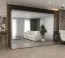 Drehtürenschrank mit Soft-Close-Funktion Korab 158, Farbe: Weiß, Griffe: Kaschmir, 3 Meter breit, vier Fächer, sechs Spiegeltüren, vier Kleiderstangen