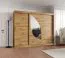 Schiebetürenschrank Jorasses 21, zwei Spiegeltüren, 2,5 Meter breit, Farbe: Eiche Artisan, 10 Fächer, Aluminiumschienen, Kleiderschrank, Schlafzimmer