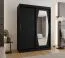 Schiebetürenschrank / Kleiderschrank Musala 11, Farbe: Schwarz, zwei Kleiderstangen, 1,5 Meter breit, Aluminiumschienen, eine Spiegeltür, fünf Fächer