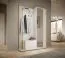 Schlichte Garderobe mit Spiegeltür Leeds 02, Farbe: Weiß / Eiche Artisan - Abmessungen: 192 x 131 x 40 cm (H x B x T)