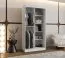 Schiebetürenschrank Lagginhorn 02, Farbe: Weiß, 1 Meter breit, Aluminiumschienen, eine Spiegeltür, Kleiderschrank, fünf Fächer, zwei Kleiderstangen