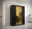 Kleiderschrank mit modernen Design Hochfeiler 36, Farbe: Schwarz / Schwarzer Marmor - Abmessungen: 200 x 150 x 62 cm (H x B x T), mit zwei Kleiderstangen und zwei Spiegel