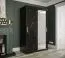 Edler Kleiderschrank mit Spiegeltür Ätna 77, Farbe: Schwarz matt / Schwarzer Marmor - Abmessungen: 200 x 120 x 62 cm (H x B x T), mit fünf Fächern