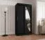 Schiebetürenschrank / Kleiderschrank Jorasses 03, Farbe: Schwarz, 1 Meter breit, fünf Fächer, eine Spiegeltür, zwei Kleiderstangen, Aluminiumschienen