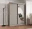 Kleiderschrank / Schiebetürenschrank Jorasses 12, Farbe: Kaschmir, Aluminiumschienen, fünf Fächer, 1,5 Meter breit, eine Spiegeltür, zwei Kleiderstangen
