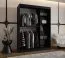 Schiebetürenschrank / Kleiderschrank | Schwarz Matt | 150 x 62 x 200 cm | 2 Kleiderstangen | zuverlässiges Gleitsysteme | 5 Fächer | dekorativer  Spiegel