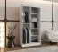 Schiebetürenschrank / Kleiderschrank | Weiß Matt | 5 Fächer | 2 Kleiderstangen | schmal | 100 x 62 x 200 cm | dekorative Spiegeltür | für Schlafzimmer
