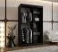 Kleiderschrank / Schiebetürenschrank | Schwarz Matt | 5 Fächer | 2 Kleiderstangen | hochwertig Verarbeitet | 120 x 62 x 200 cm | dekorative Spiegeltür