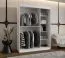 Kleiderschrank | Weiß Matt | 5 Fächer | 2 Kleiderstangen | hochwertig Verarbeitet | 150 x 62 x 200 cm | Schiebetürenschrank | dekorative Spiegeltür