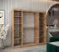 Schiebetürenschrank Aletschhorn 17, eine Spiegeltür, Farbe: Eiche Artisan, 2 Meter breit, 10 Fächer, zwei Kleiderstangen, Kleiderschrank, Aluminiumschienen