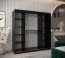 Schiebetürenschrank / Kleiderschrank Aletschhorn 19, Farbe: Schwarz, 10 Fächer, eine Spiegeltür, 2 Meter breit, zwei Kleiderstangen, Aluminiumschienen