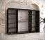 Kleiderschrank mit drei Türen Balmenhorn 96, Farbe: Schwarz matt - Abmessungen: 200 x 250 x 62 cm (H x B x T), mit einer Spiegeltür