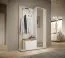 Schlichte Garderobe mit Spiegeltür Leeds 02, Farbe: Weiß / Eiche Artisan - Abmessungen: 192 x 131 x 40 cm (H x B x T)