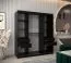 Schiebetürenschrank / Kleiderschrank Musala 15, Farbe: Schwarz, zwei Kleiderstangen, 1,8 Meter breit, Aluminiumschienen, eine Spiegeltür, 10 Fächer