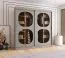 Schiebetürenschrank / Kleiderschrank mit 10 Fächer Ortler 06, zwei Kleiderstangen, Farbe: Kaschmir, Schiebetüren mit Rauchglas, 2 Meter breit, für Schlafzimmer