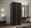 Kleiderschrank / Schiebetürenschrank | ABS-Kantenschutz | 2 Kleiderstangen | 6 Fächer | 2 Schiebetüren | 245,5 x 110 x 64 cm | Farbe: Schwarz | Soft-Close