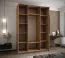 Kleiderschrank / Schiebetürenschrank | Farbe: Schwarz | Spiegel | 245,5 x 170 x 64 cm | 2 Schiebetüren | 11 Fächer | Soft-Close | 2 Kleiderstangen