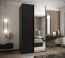 Kleiderschrank / Schiebetürenschrank | 245,5 x 140 x 64 cm | Farbe: Schwarz | 2 Kleiderstangen | Soft-Close | 2 Schiebetüren | Spiegel | 6 Fächer