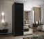 Kleiderschrank / Schiebetürenschrank | Farbe: Schwarz | 2 Kleiderstangen | 245,5 x 150 x 64 cm | Soft-Close | 2 Schiebetüren | Spiegel | 6 Fächer
