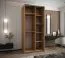 Kleiderschrank / Schiebetürenschrank | Farbe: Eiche Artisan | Spiegel | Soft-Close | 2 Kleiderstangen | 2 Schiebetüren | 245,5 x 100 x 64 cm | 6 Fächer
