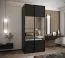 Kleiderschrank / Schiebetürenschrank | 2 Kleiderstangen | 2 Schiebetüren | 245,5 x 120 x 64 cm | Soft-Close | Spiegel | Farbe: Schwarz | 6 Fächer
