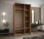 Kleiderschrank / Schiebetürenschrank | 245,5 x 140 x 64 cm | 2 Schiebetüren | Soft-Close | 6 Fächer | 2 Kleiderstangen | Spiegel | Farbe: Eiche Artisan