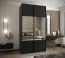 Kleiderschrank / Schiebetürenschrank| Spiegel | 245,5 x 140 x 64 cm | 2 Kleiderstangen | 6 Fächer | Soft-Close | 2 Schiebetüren | Farbe: Schwarz