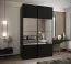 Kleiderschrank / Schiebetürenschrank | 2 Schiebetüren | 245,5 x 150 x 64 cm | 6 Fächer | Spiegel | Soft-Close | 2 Kleiderstangen | Farbe: Schwarz