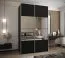 Kleiderschrank / Schiebetürenschrank | Spiegel | 245,5 x 150 x 64 cm | Soft-Close | 2 Schiebetüren | 2 Kleiderstangen | 6 Fächer | Farbe: Schwarz