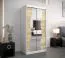 Schiebetürenschrank / Kleiderschrank Robinyera 01 mit Spiegel, Farbe: Weiß matt / Eiche Sonoma - Abmessungen: 200 x 100 x 62 cm ( H x B x T)