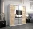 Schiebetürenschrank / Kleiderschrank Robinyera 04 mit Spiegel, Farbe: Weiß matt / Eiche Sonoma - Abmessungen: 200 x 180 x 62 cm ( H x B x T)