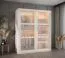 Kleiderschrank im modernen Design Nadelhorn 05, geriffelten Glas, Weiß Matt, Maße: 200 x 150 x 62 cm, mit Führungen aus Aluminium