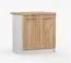Drehtürenschrank / Unterschrank | Braun / Weiß | Parnassus 06 | 85 x 60 x 60 cm | 2 Türen | schlichtes Design | Holzoptik | Arbeitsplatte 38 mm stark