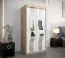 Schiebetürenschrank / Kleiderschrank Hacho 1 mit Spiegel, Farbe: Eiche Sonoma / Weiß matt - Abmessungen: 200 x 100 x 62 cm ( H x B x T)
